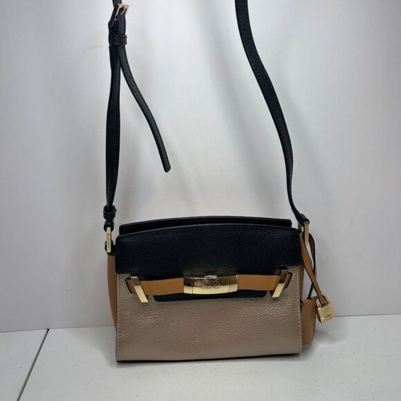 Calvin Klein Brooke Multi Color Pebbled Leather Satchel Crossbody Bag Designer - Picture 2 of 13